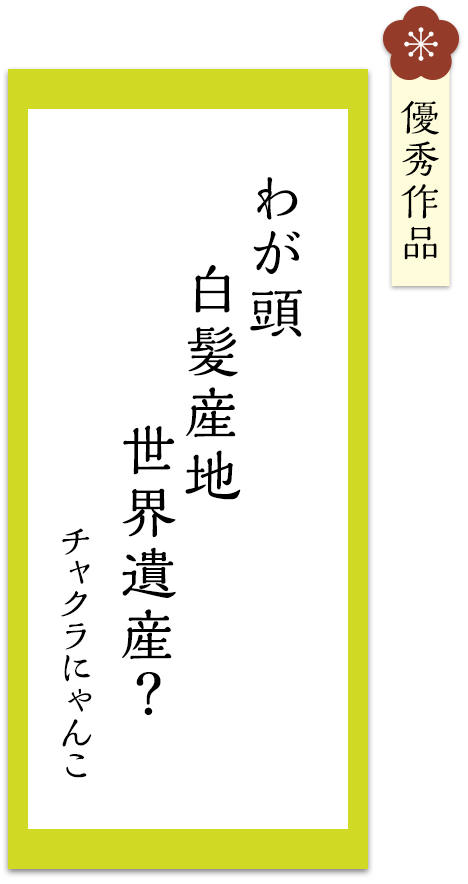 わが頭　白髪産地　世界遺産？